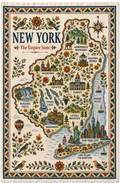 State Folk Art Map Print Tea Towel